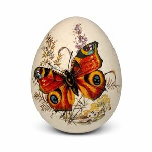 Vintage Butterfly Egg Paperweight Decorative Nature Figurine Resin 3in
